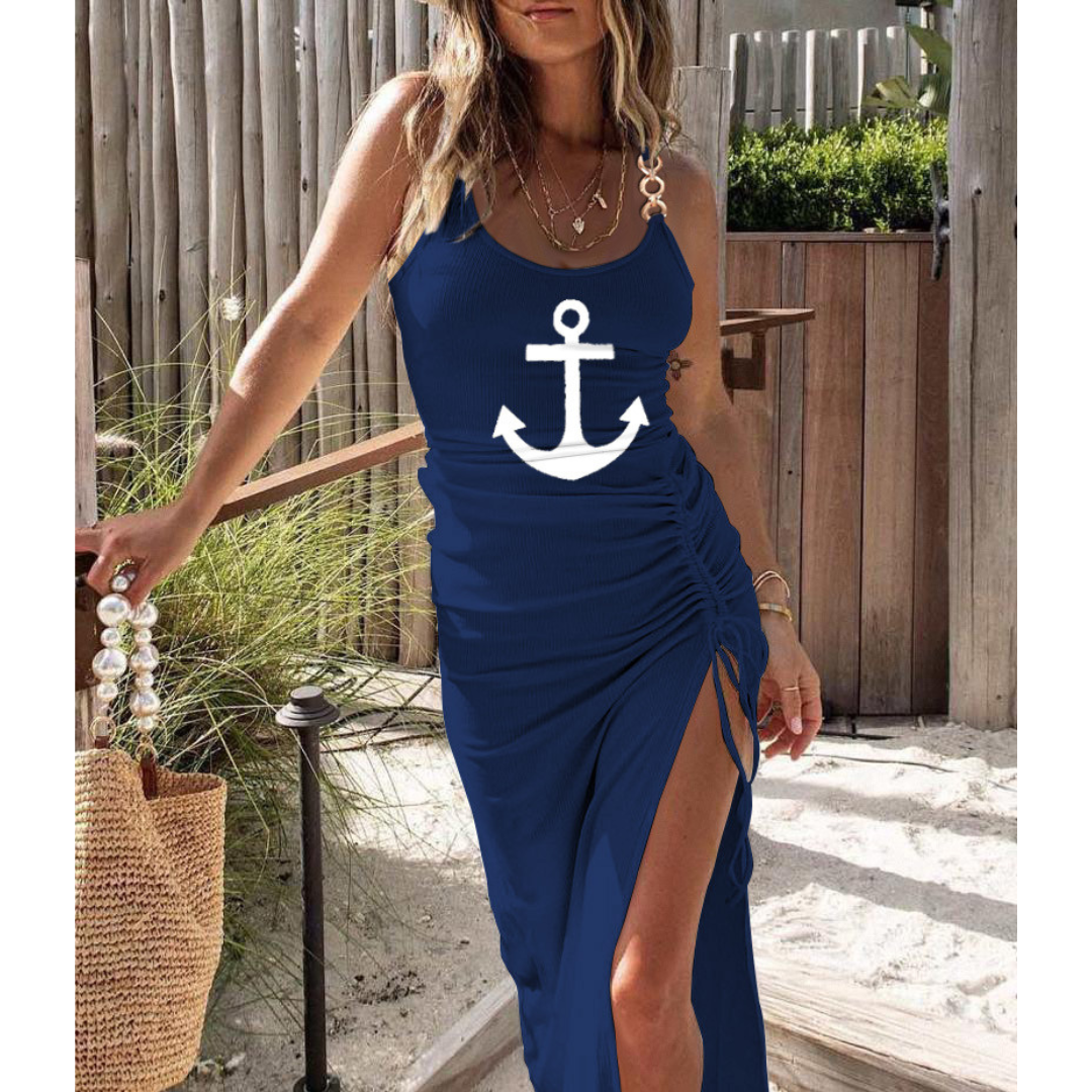 EVELYNA™ - Schickes geripptes Bodycon-Kleid mit Schlitz
