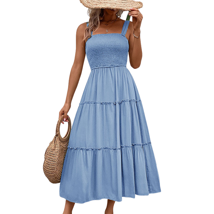 TESSIE™ – Lässiges rückenfreies Sommerkleid mit gerafftem Saum und Rüschen