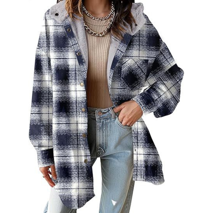 TALLULAH™ - Leger geschnittene karierte Kapuzenjacke