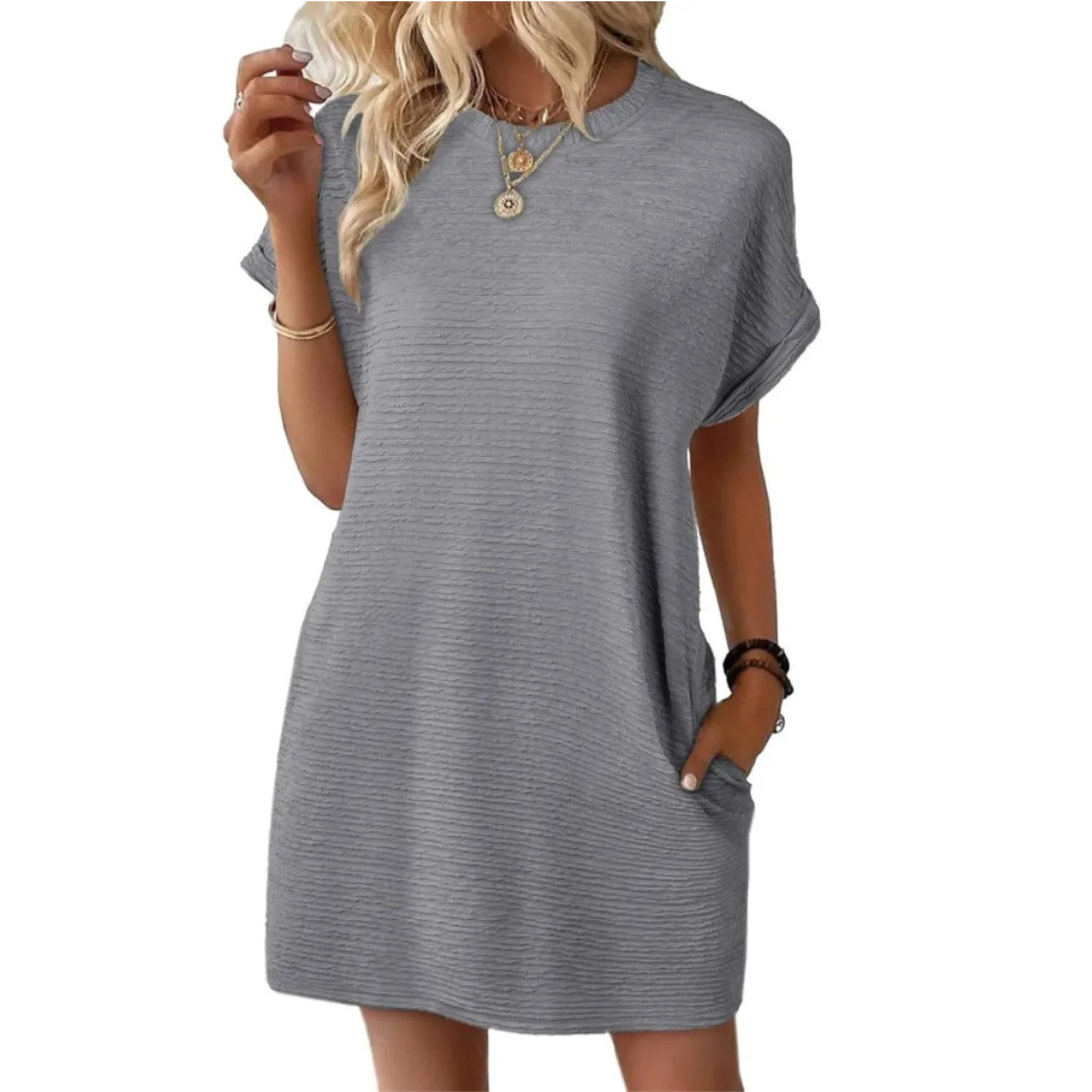 EVASHA™ – Lässiges minimalistisches Rundhals-Sommerkleid