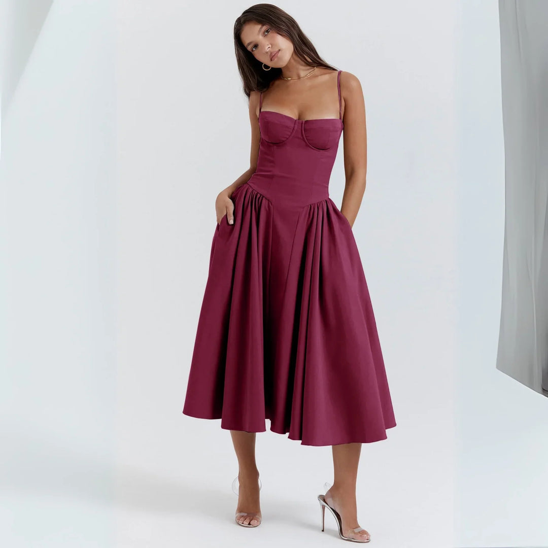 TRENTA™ – Schickes Spaghetti-Träger Bodycon Midikleid