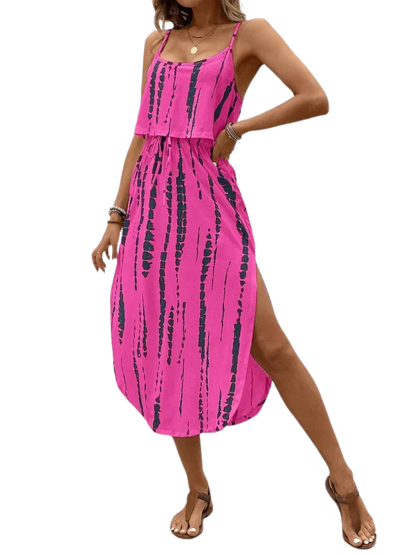 SOFIA™ – Freizeitkleid mit seitlichem Schlitz, Batikmuster und Blumenprint