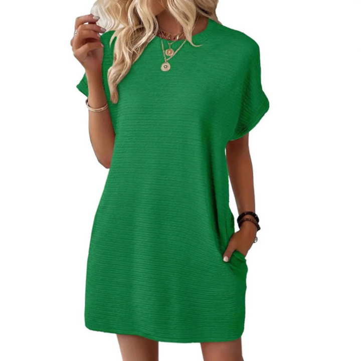 EVASHA™ – Lässiges minimalistisches Rundhals-Sommerkleid