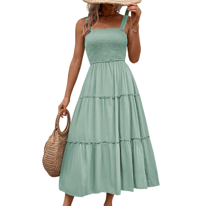 TESSIE™ – Lässiges rückenfreies Sommerkleid mit gerafftem Saum und Rüschen