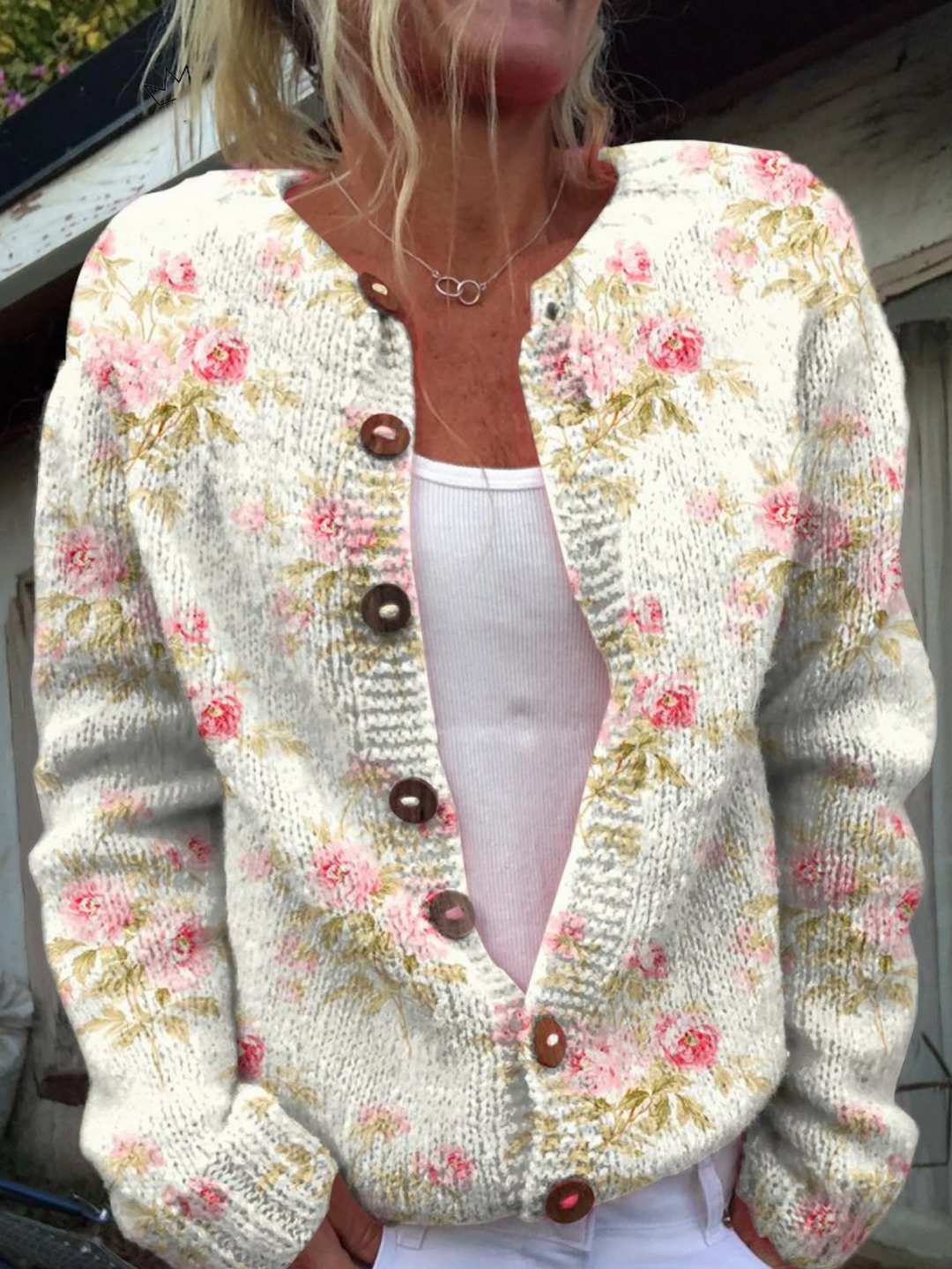 Kerensa | Vintage-Strickcardigan mit Blumen