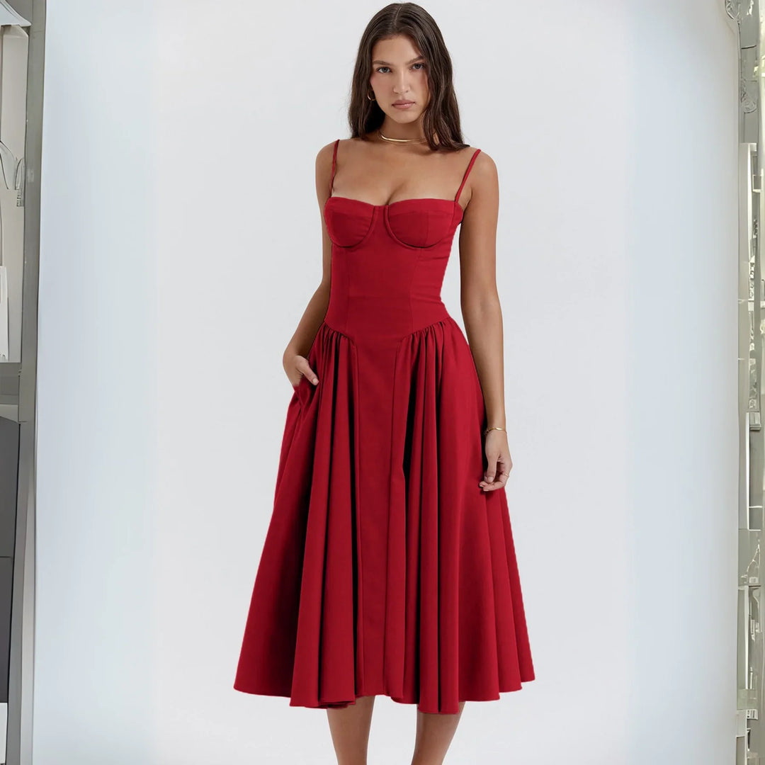 TRENTA™ – Schickes Spaghetti-Träger Bodycon Midikleid