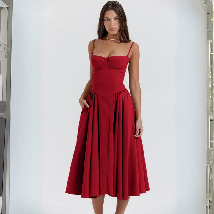 TRENTA™ – Schickes Spaghetti-Träger Bodycon Midikleid