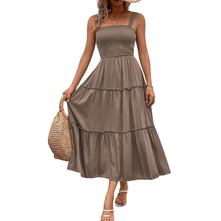 TESSIE™ – Lässiges rückenfreies Sommerkleid mit gerafftem Saum und Rüschen