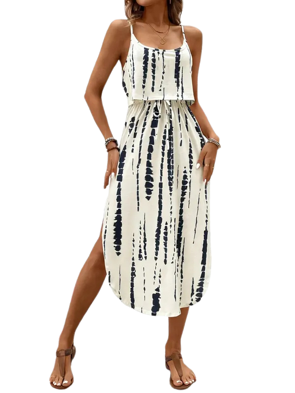 SOFIA™ – Freizeitkleid mit seitlichem Schlitz, Batikmuster und Blumenprint