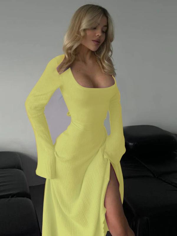 ERIN™ - Raffiniertes A-Linien-Maxikleid mit Schnürung, Rückenausschnitt und Rüschenärmeln