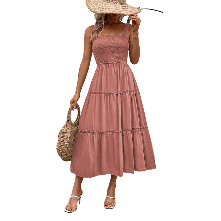 TESSIE™ – Lässiges rückenfreies Sommerkleid mit gerafftem Saum und Rüschen