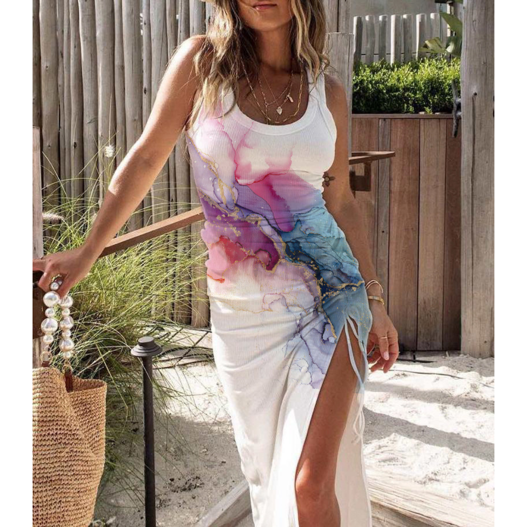 EVELYNA™ - Schickes geripptes Bodycon-Kleid mit Schlitz