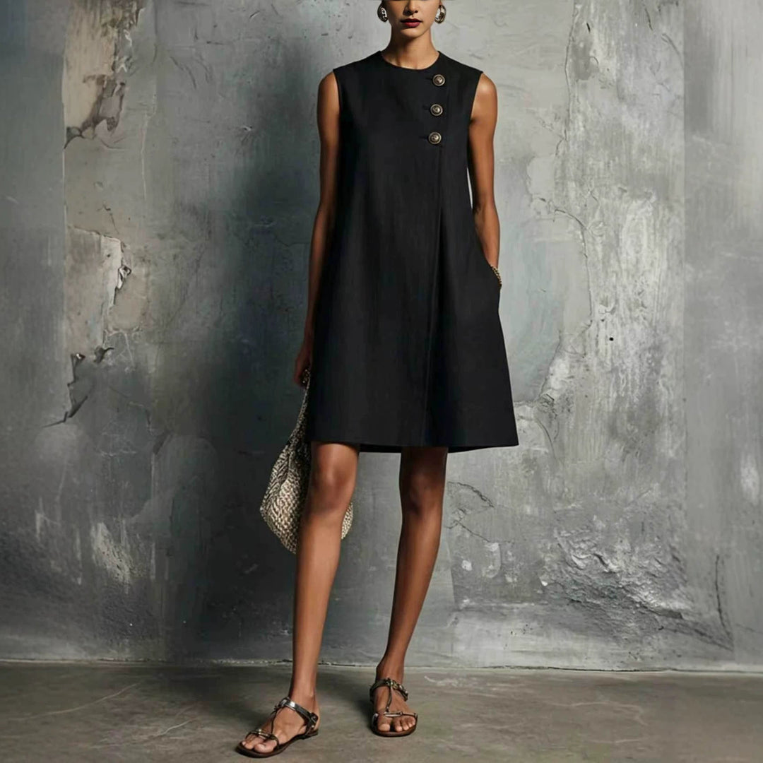 Monica | Minikleid mit goldenen Knöpfen