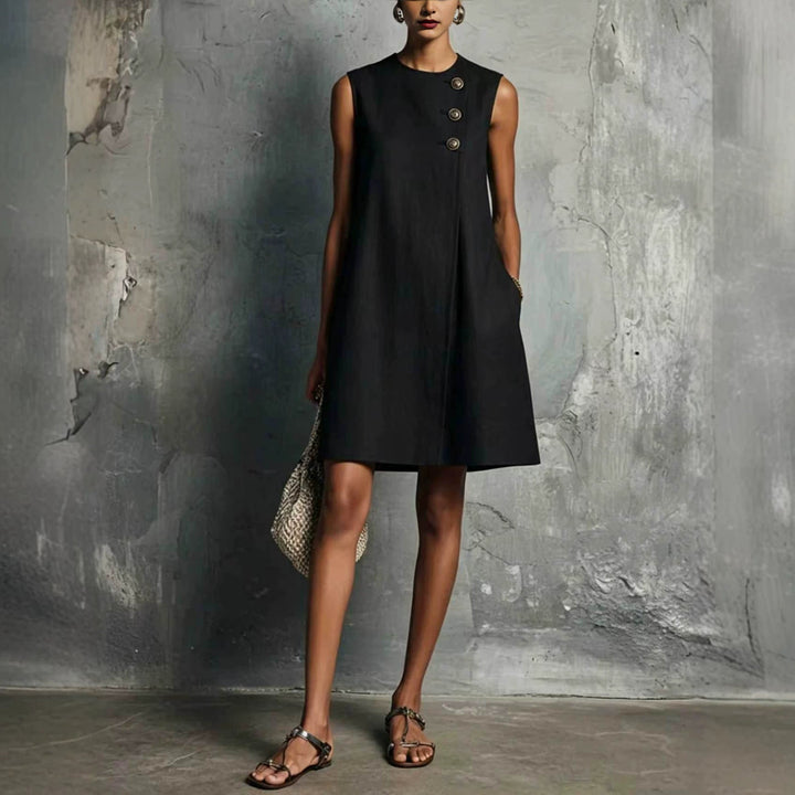 Monica | Minikleid mit goldenen Knöpfen