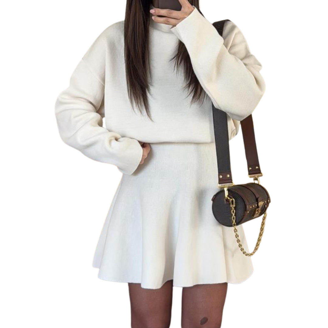 PHOEBE™ - Halbhoher Kragen Locker sitzendes Strickkleid