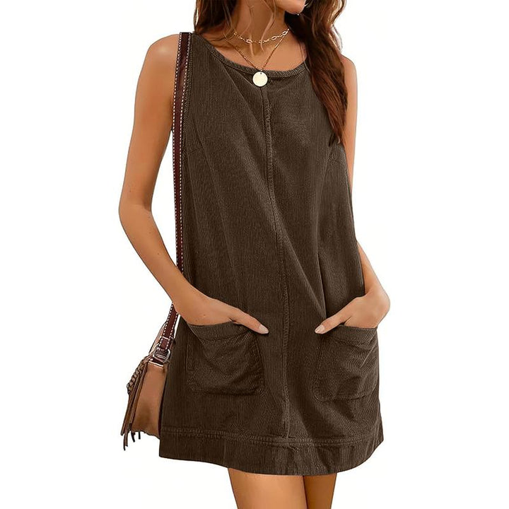 CATALEYA™ - Cord-Latzkleid mit Rundhalsausschnitt und A-Linien-Rock