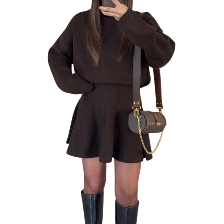 PHOEBE™ - Halbhoher Kragen Locker sitzendes Strickkleid