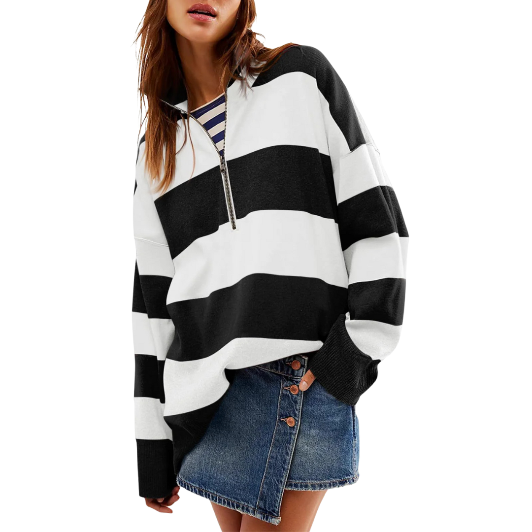 CAMILLA™ - Gemütlicher Langarm-Pullover mit halbem Reißverschluss