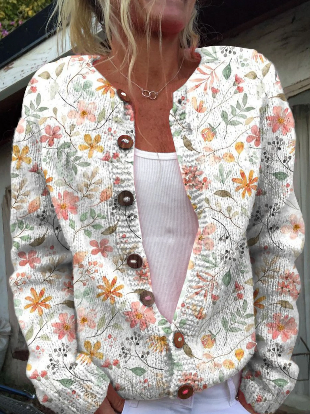 Greta | Vintage-Strickcardigan mit Blumen