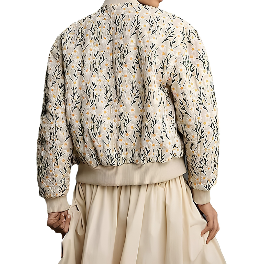 FERN™ – Gesteppte Cropped-Bomberjacke mit Gänseblümchen-Print