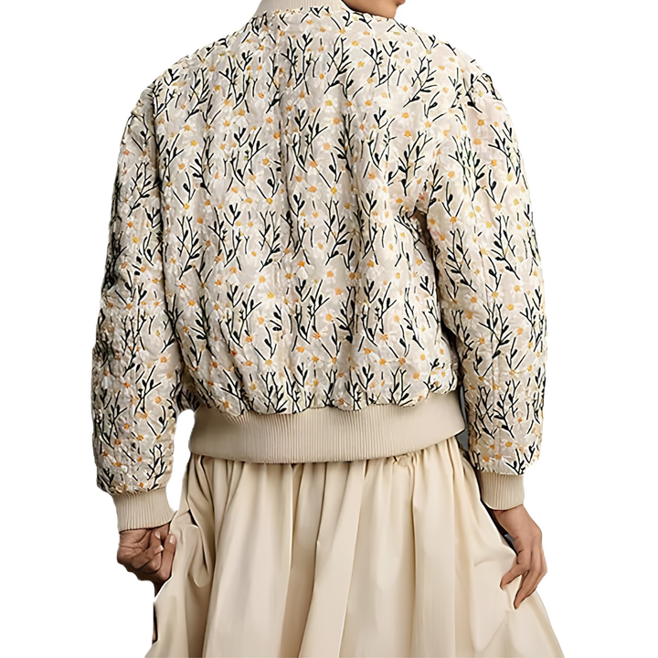 FERN™ – Gesteppte Cropped-Bomberjacke mit Gänseblümchen-Print