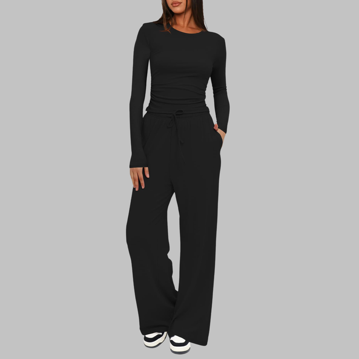 JANNY™ - Freizeit-Set aus Langarm-Top und Hose mit weitem Bein