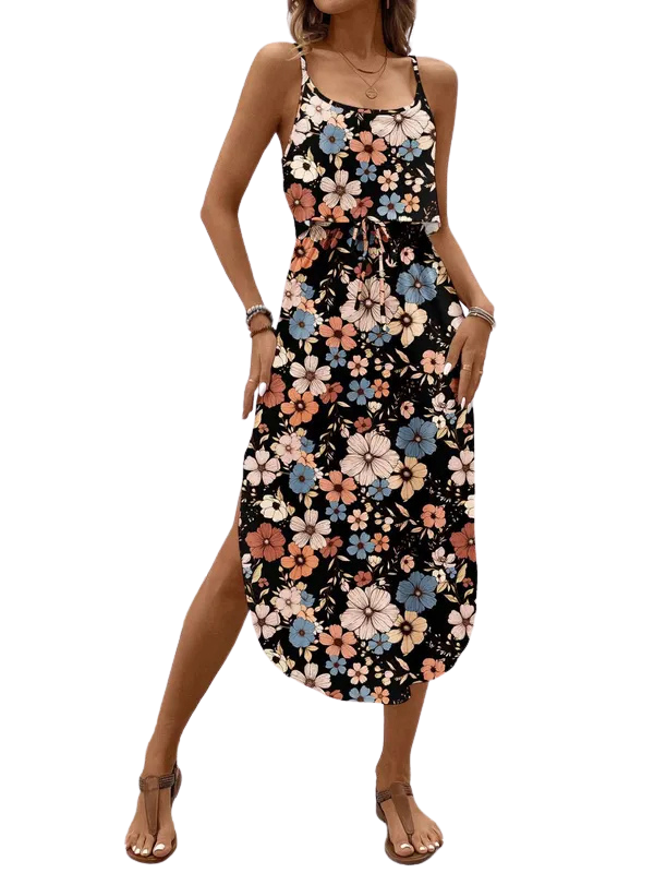SOFIA™ – Freizeitkleid mit seitlichem Schlitz, Batikmuster und Blumenprint