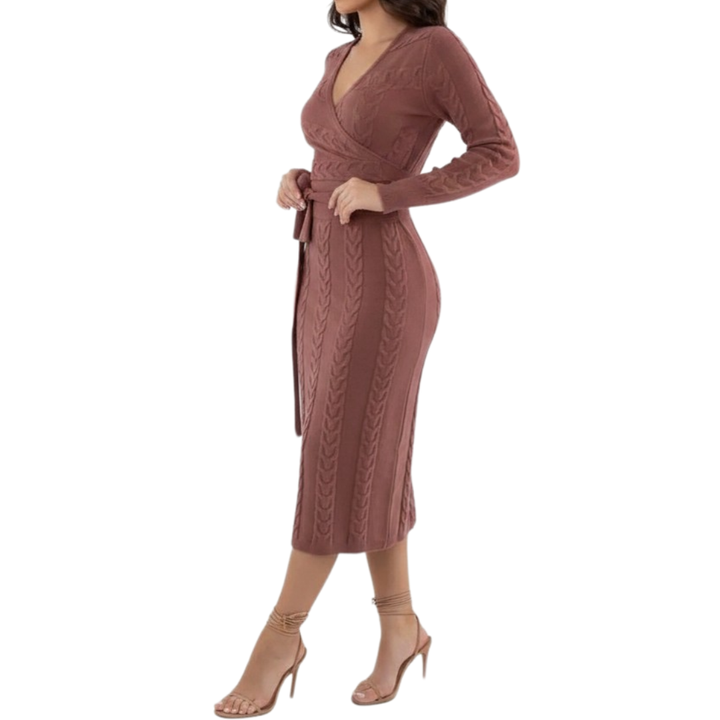 NADRA™ – Midi-Wickelkleid mit Zopfmuster