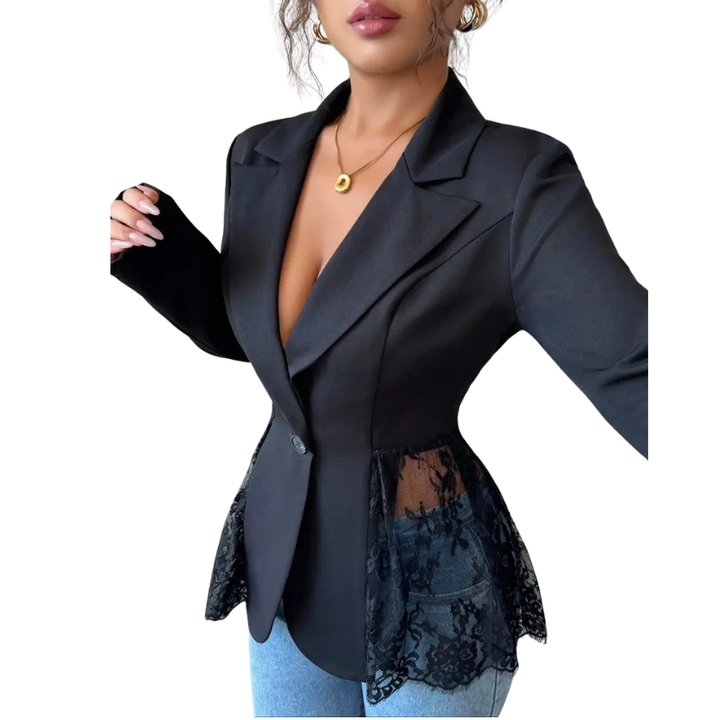 RAFAELA™ – Moderner strukturierter Blazer mit Spitzenbesatz