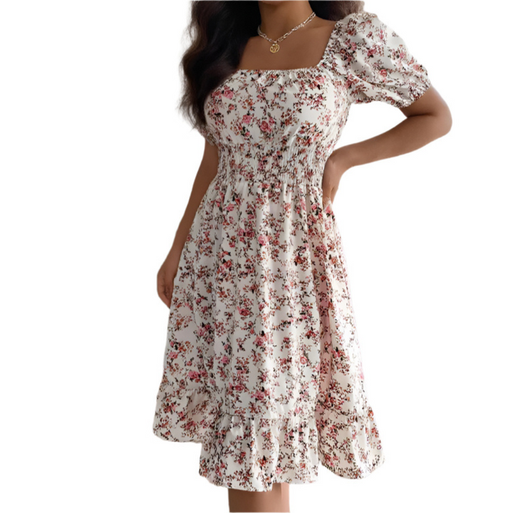 HIRAYA™ – Klassisches Sommerkleid mit eckigem Ausschnitt und Rüschen