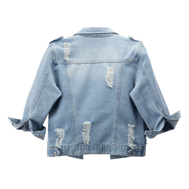 DENIM™ – Ausgeblichene verkürzte 3/4-Ärmel Jeansjacke