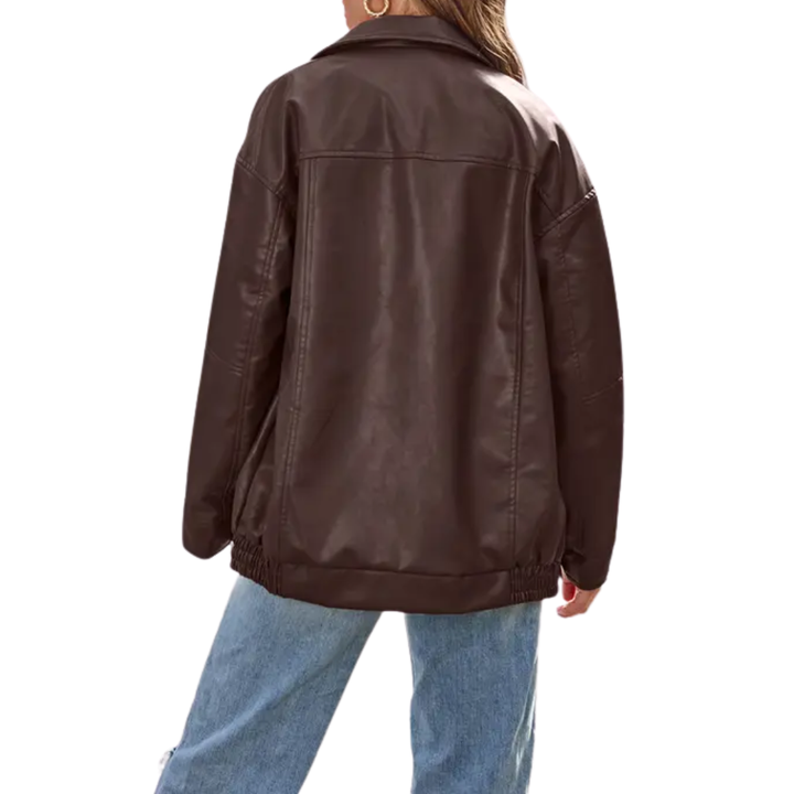 REBEL™ – Oversized Jacke in Lederoptik im Motorrad-Stil