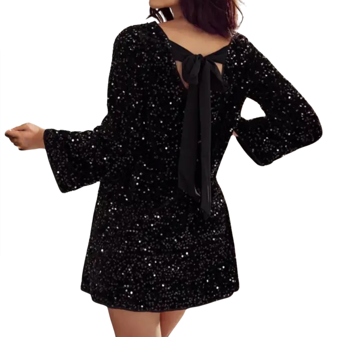 VENETIA™ – Pailletten-Langarmkleid mit Glitzer