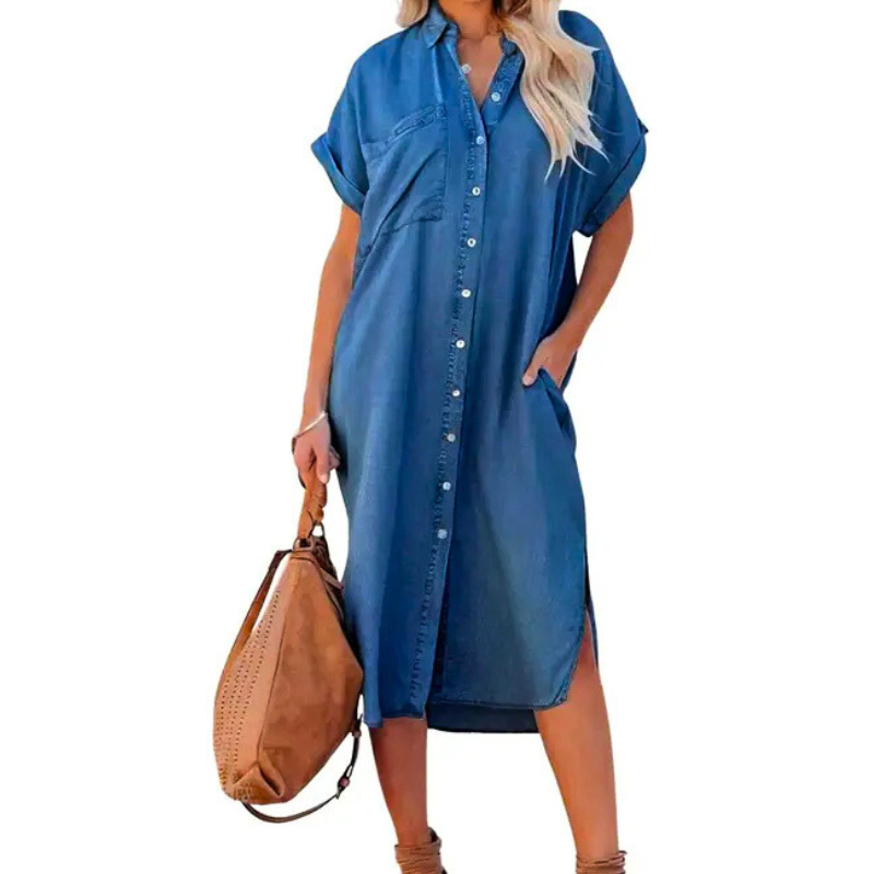 ADA™ – Müheloses lockeres Midi-Hemdblusenkleid