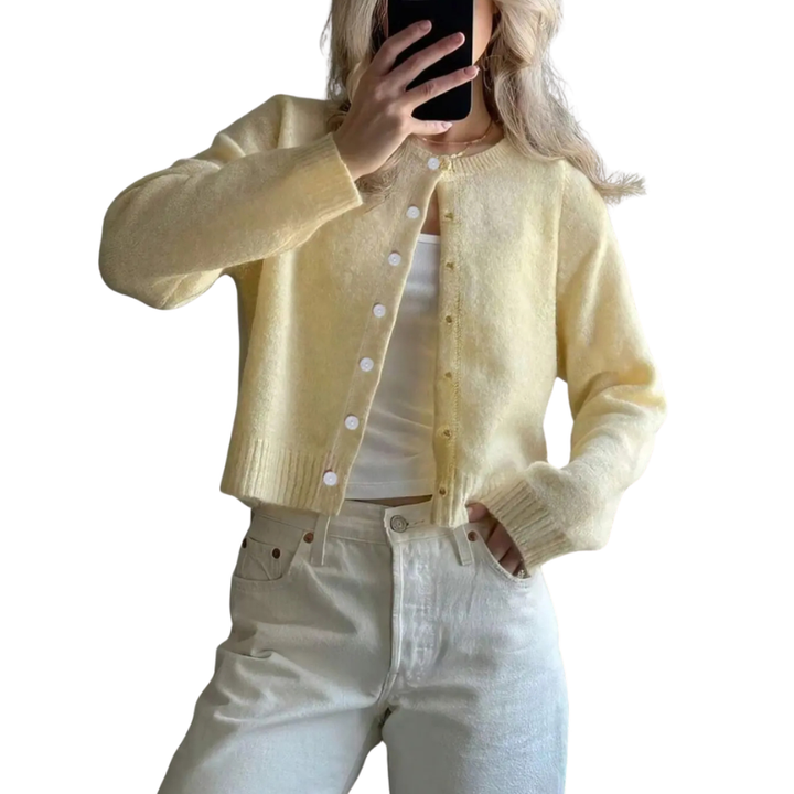 LEXA™ – Gemütliche Strickjacke mit Rundhalsausschnitt und Schnalle
