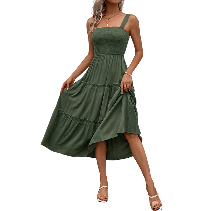 TESSIE™ – Lässiges rückenfreies Sommerkleid mit gerafftem Saum und Rüschen