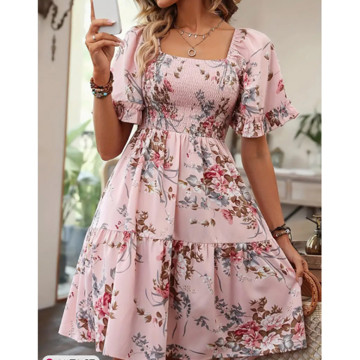 ISOLDE™ – Vintage-Sommerkleid mit Blumenmuster und Volantärmeln