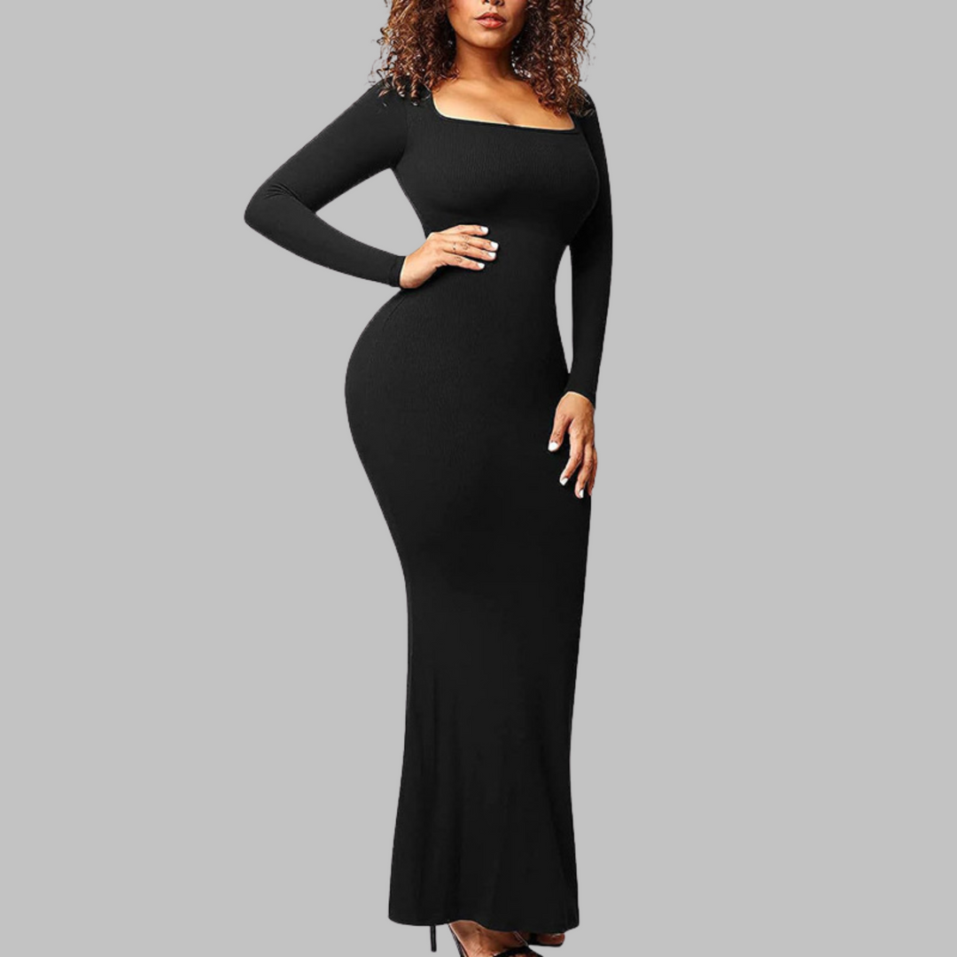 PITO™ - Lässiges Midi-Kleid mit langen Ärmeln und integrierter Shapewear