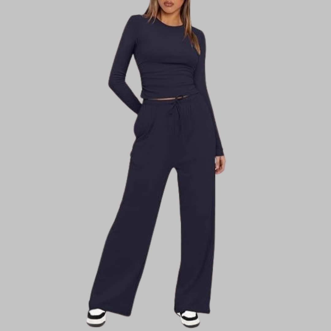 BELLE™ - Freizeit-Set aus Langarmshirt und Hose mit weitem Bein
