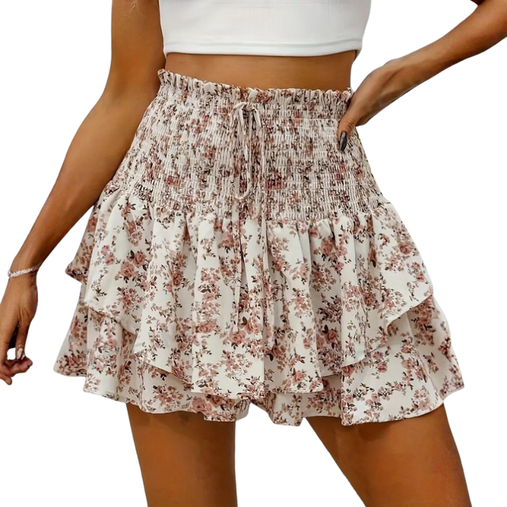 KIRRA™ – High-Waist Shorts mit Blumenmuster, Bindeband vorne und weitem Bein