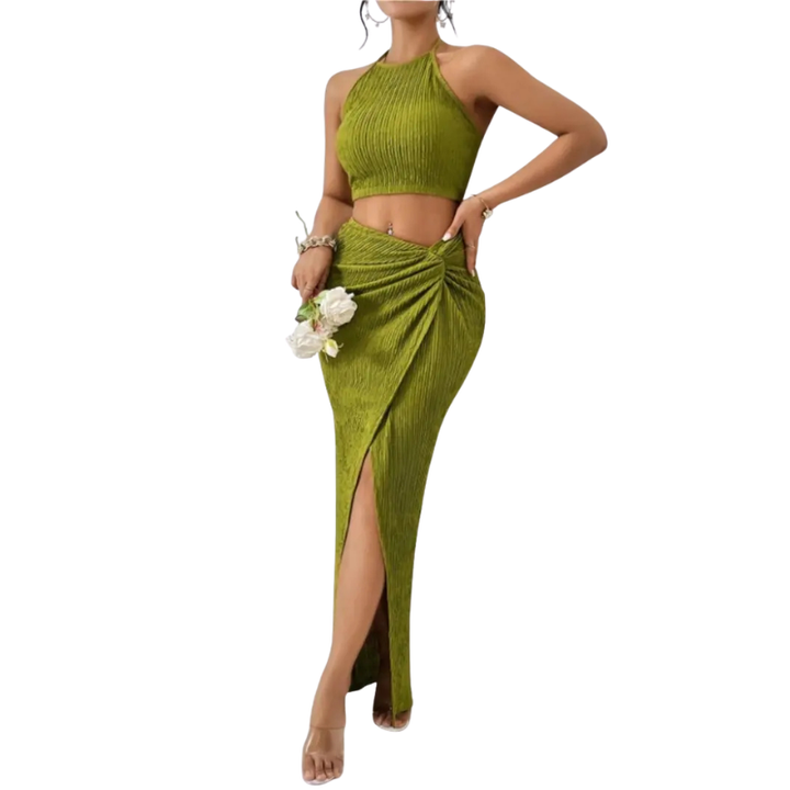 ADIE™ – Schickes Crop Top und Rock-Set mit geschlitztem Saum