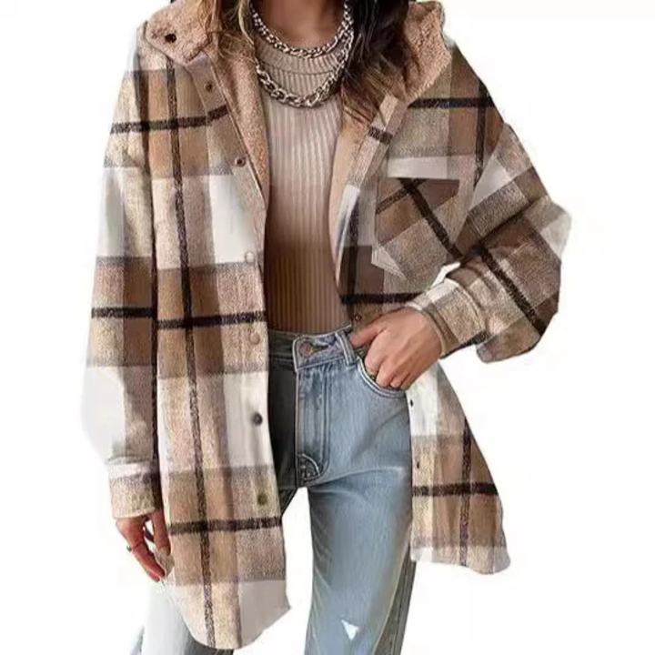 TALLULAH™ - Leger geschnittene karierte Kapuzenjacke