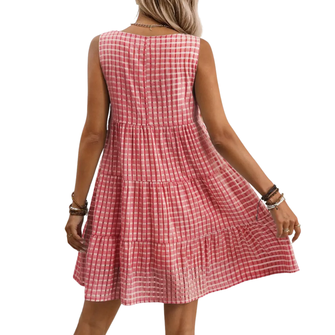 WILLA™ – Luftiges kariertes ärmelloses Kleid mit Rüschen