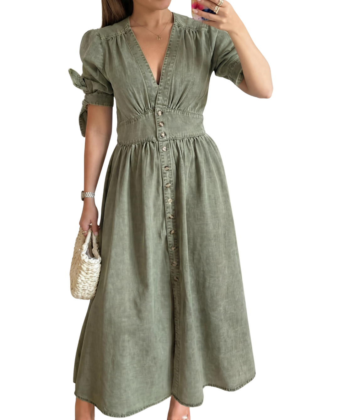 ARMI™ – Legeres Kurzarm-V-Ausschnitt-Kleid