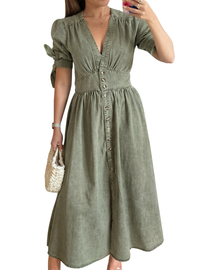 ARMI™ – Legeres Kurzarm-V-Ausschnitt-Kleid