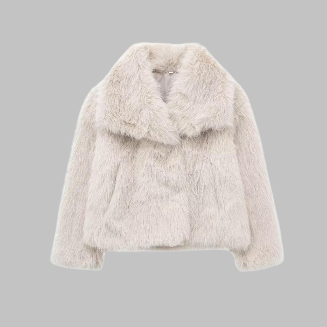 NESRIN™ – Eleganter Langarm-Mantel mit Kragen und flauschigem Stoff