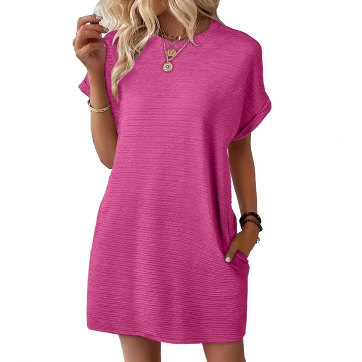 EVASHA™ – Lässiges minimalistisches Rundhals-Sommerkleid