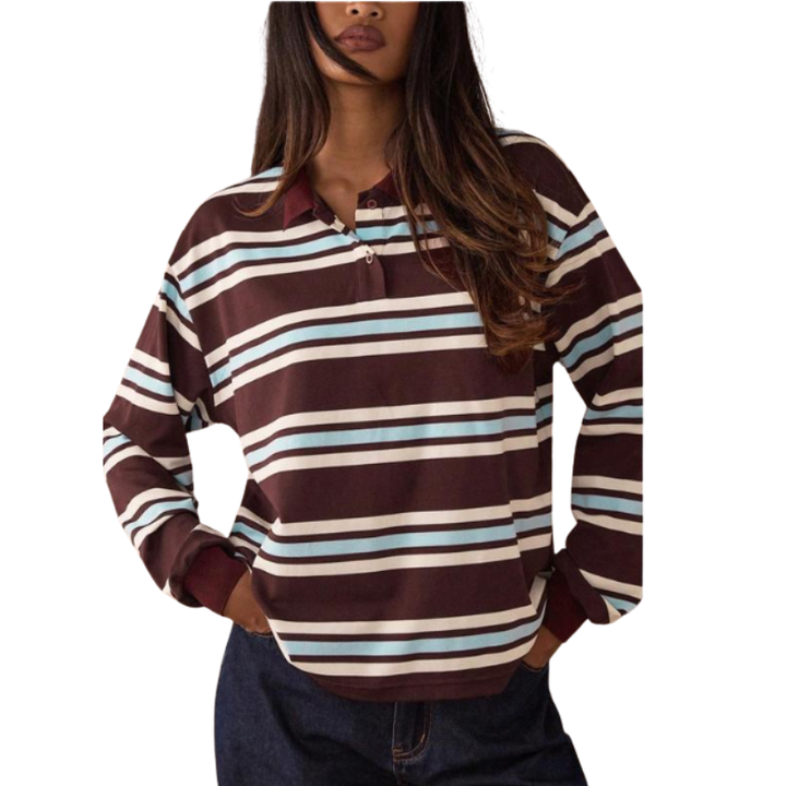 APRIL™ – Lässiges Colourblock-Streifen-Langarmshirt