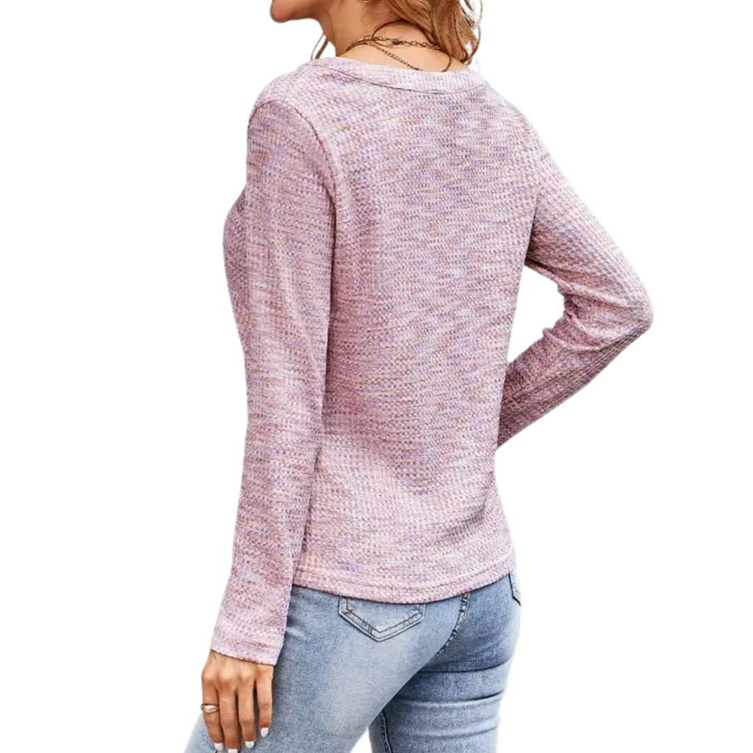 BRIALLEN™ – Kuscheliges V-Ausschnitt Waffelstrick-Top