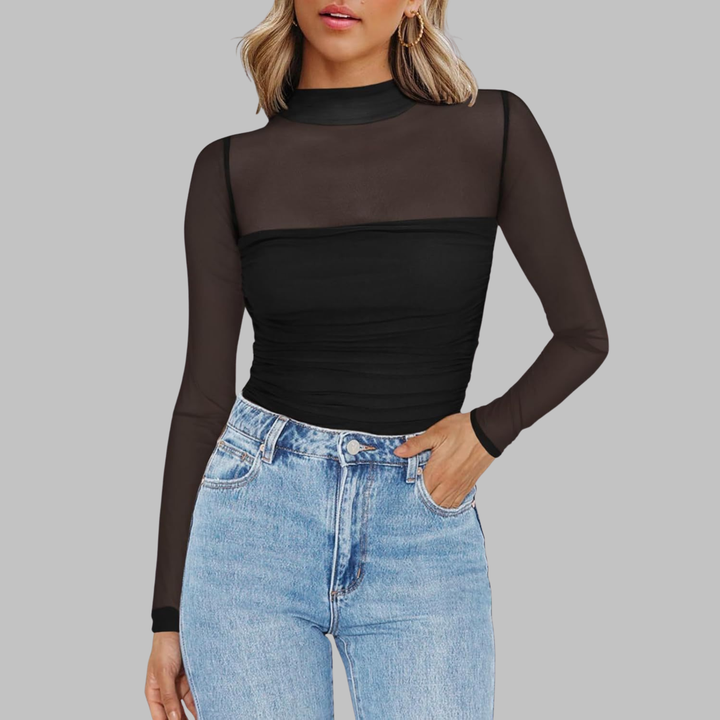 VEGA™ – Schickes transparentes Langarm-Top aus Mesh